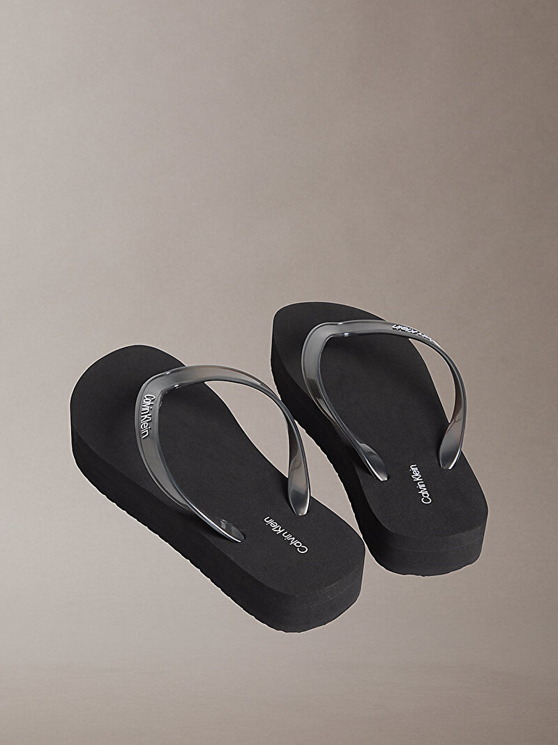 Calvin Klein Siyah Renkli Kadın Flatform Plaj Terliği