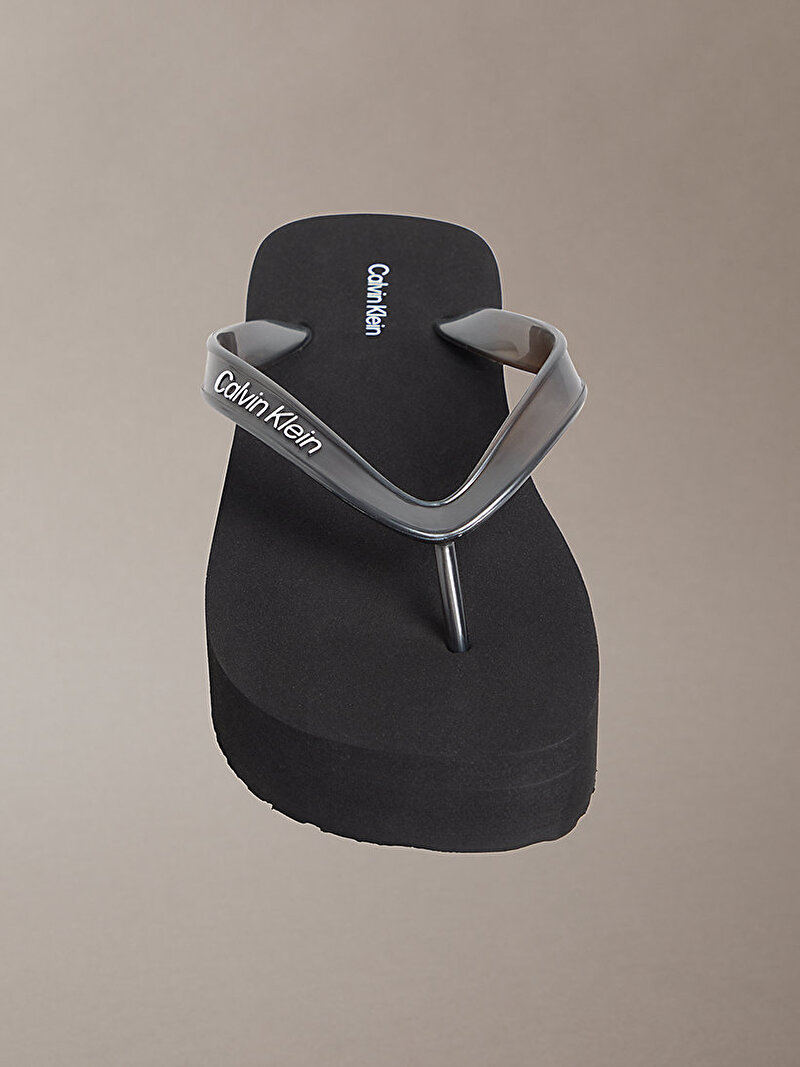 Calvin Klein Siyah Renkli Kadın Flatform Plaj Terliği