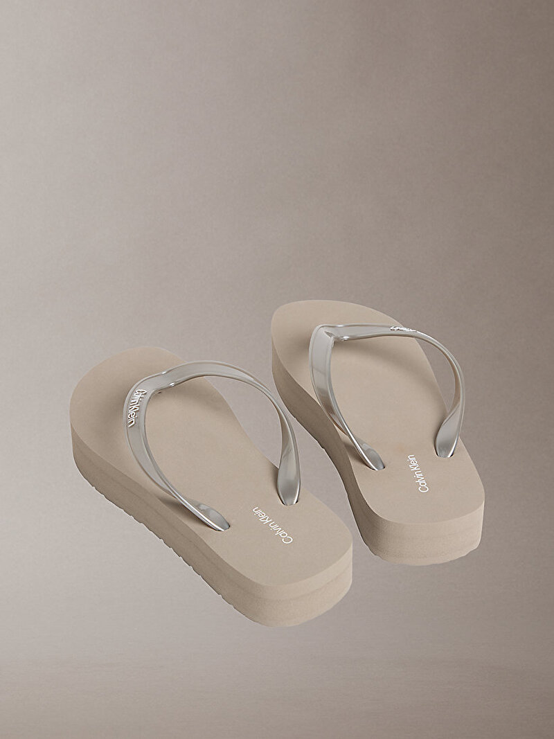 Calvin Klein Bej Renkli Kadın Flatform Plaj Terliği