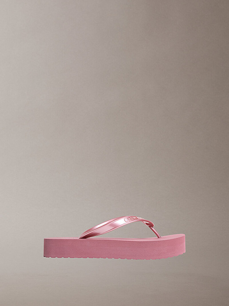 Calvin Klein Pembe Renkli Kadın Flatform Plaj Terliği