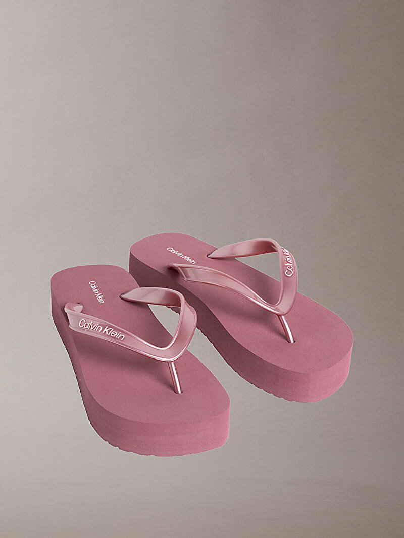 Calvin Klein Pembe Renkli Kadın Flatform Plaj Terliği