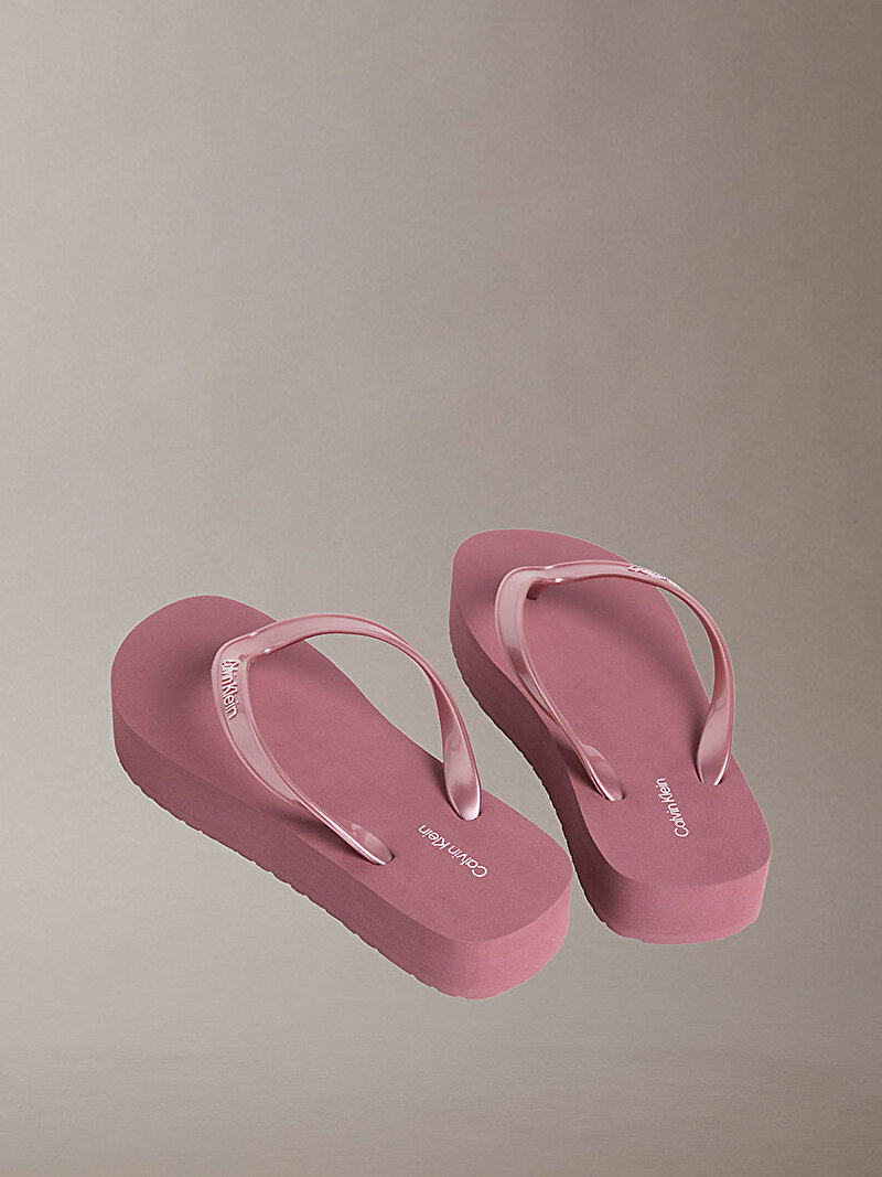 Calvin Klein Pembe Renkli Kadın Flatform Plaj Terliği