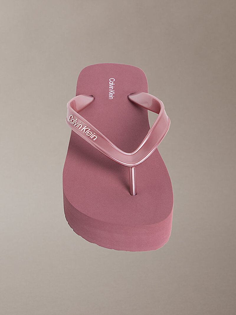 Calvin Klein Pembe Renkli Kadın Flatform Plaj Terliği