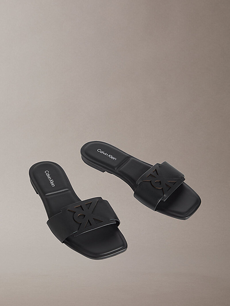 Calvin Klein Siyah Renkli Kadın Square Flat Terlik