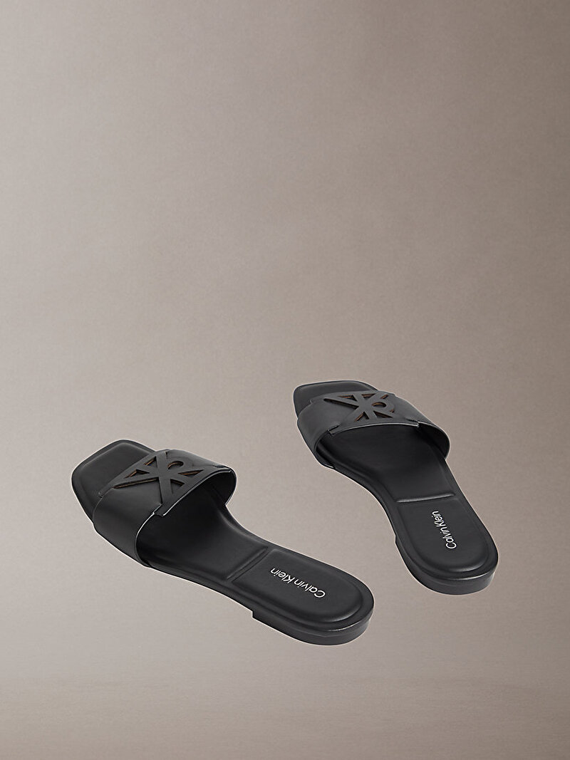 Calvin Klein Siyah Renkli Kadın Square Flat Terlik
