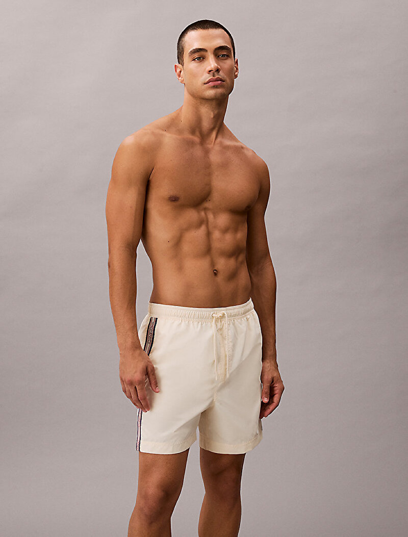 Calvin Klein Bej Renkli Erkek Medium Drawstring Deniz Şortu