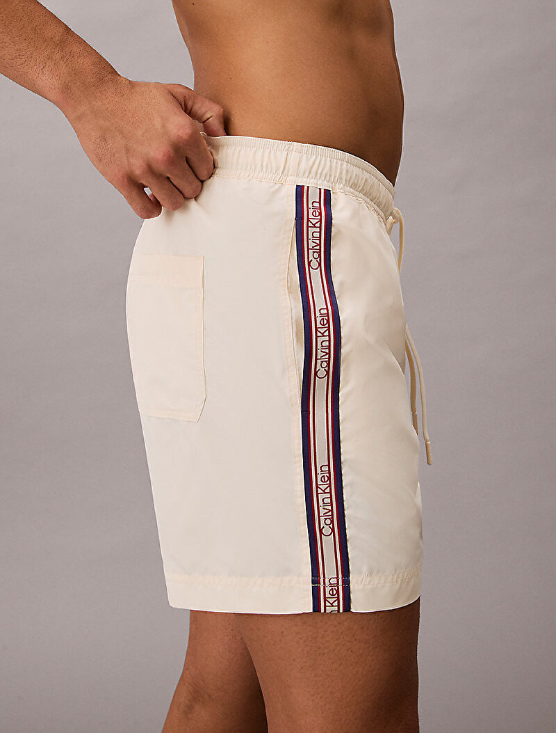 Calvin Klein Bej Renkli Erkek Medium Drawstring Deniz Şortu