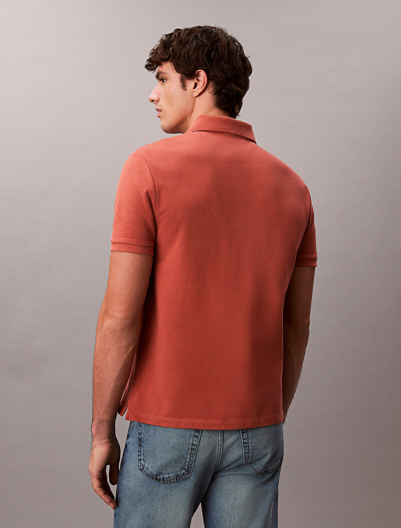 Calvin Klein Kahverengi Renkli Erkek Monogram Pique Polo T-shirt
