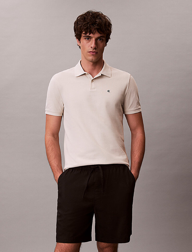 Calvin Klein Beyaz Renkli Erkek Monogram Pique Polo T-shirt