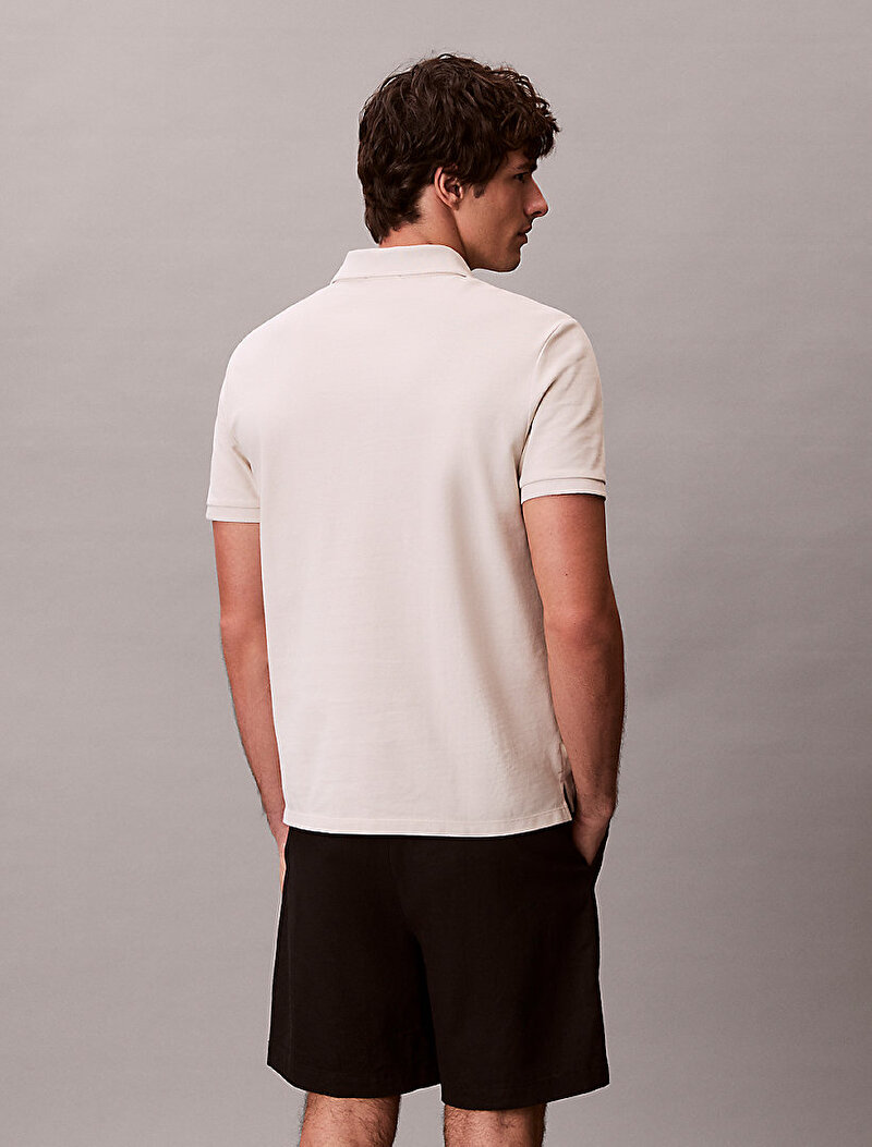 Calvin Klein Beyaz Renkli Erkek Monogram Pique Polo T-shirt