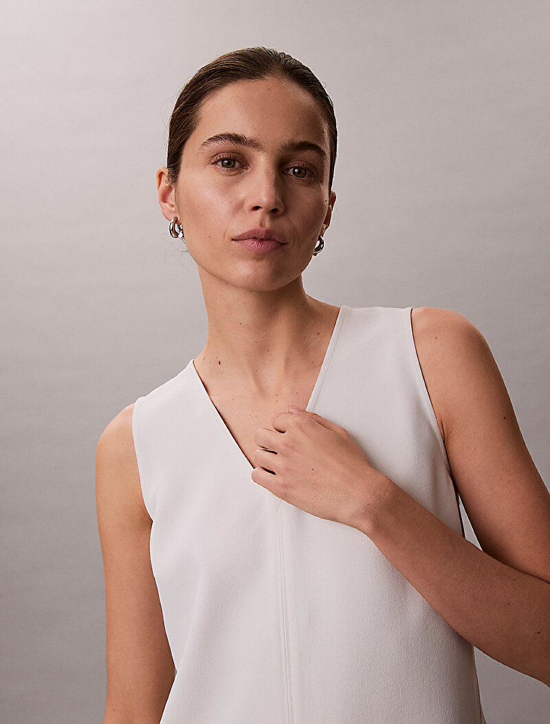 Calvin Klein Beyaz Renkli Kadın Casual Twill Tulum