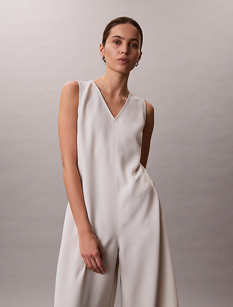 Calvin Klein Beyaz Renkli Kadın Casual Twill Tulum