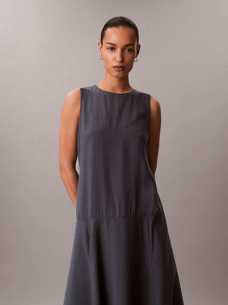 Calvin Klein Mavi Renkli Kadın Voile Maxi Elbise