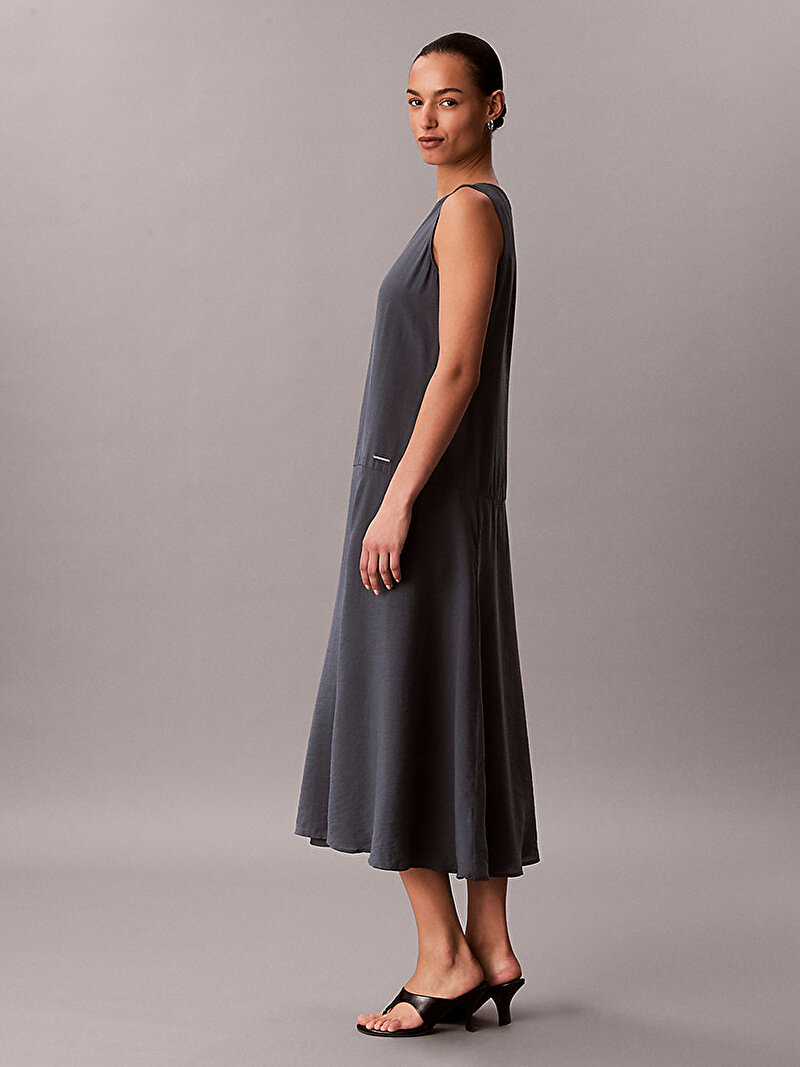 Calvin Klein Mavi Renkli Kadın Voile Maxi Elbise