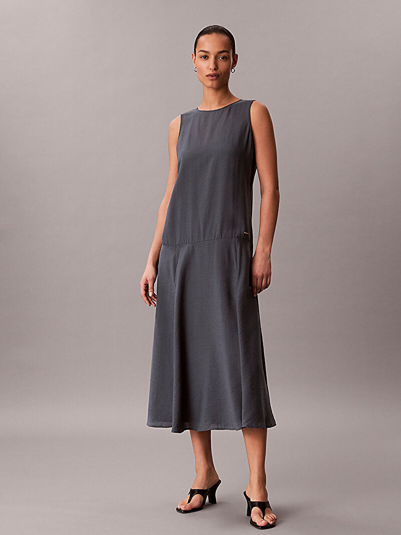 Calvin Klein Mavi Renkli Kadın Voile Maxi Elbise