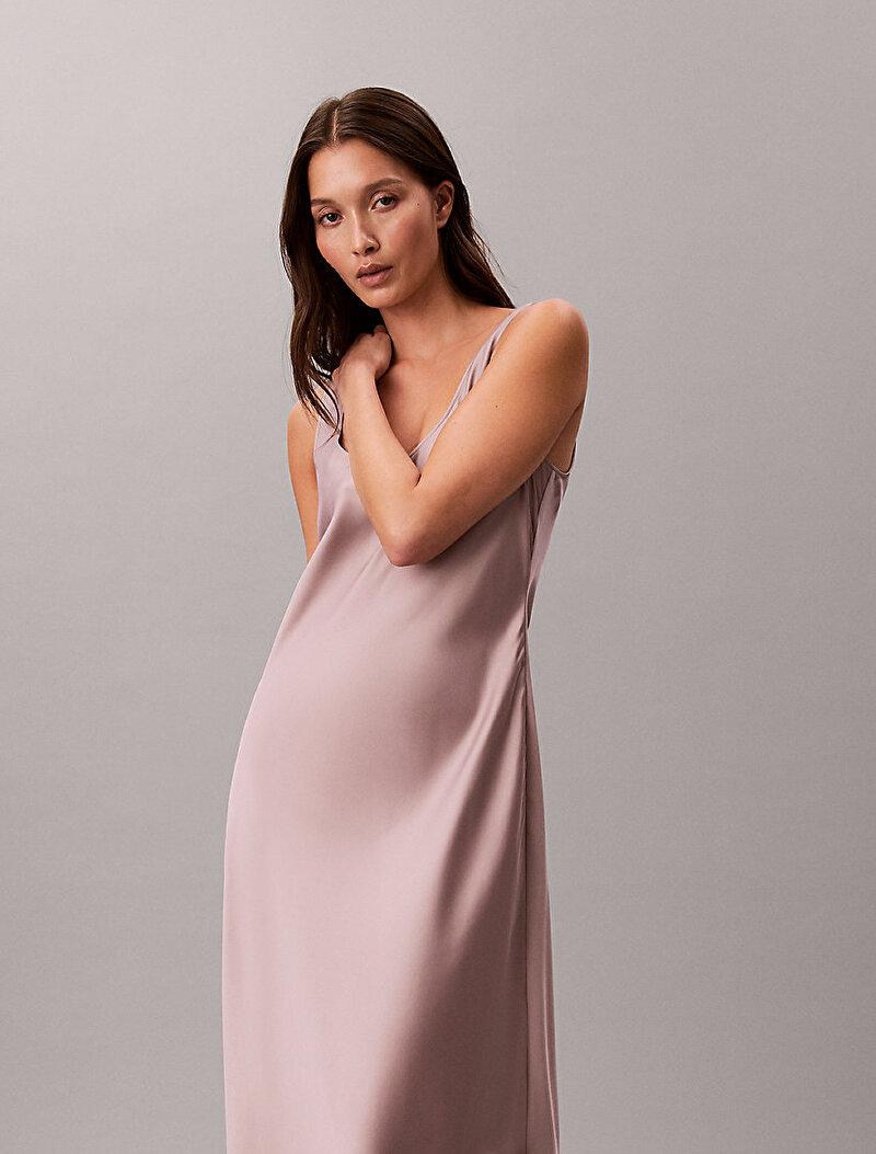 Calvin Klein Bej Renkli Kadın Matte Satin Hero Elbise