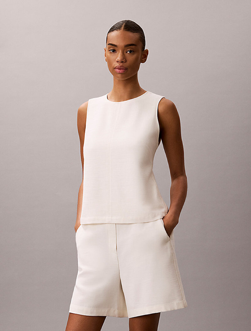 Calvin Klein Beyaz Renkli Kadın Heavy Textured Gömlek