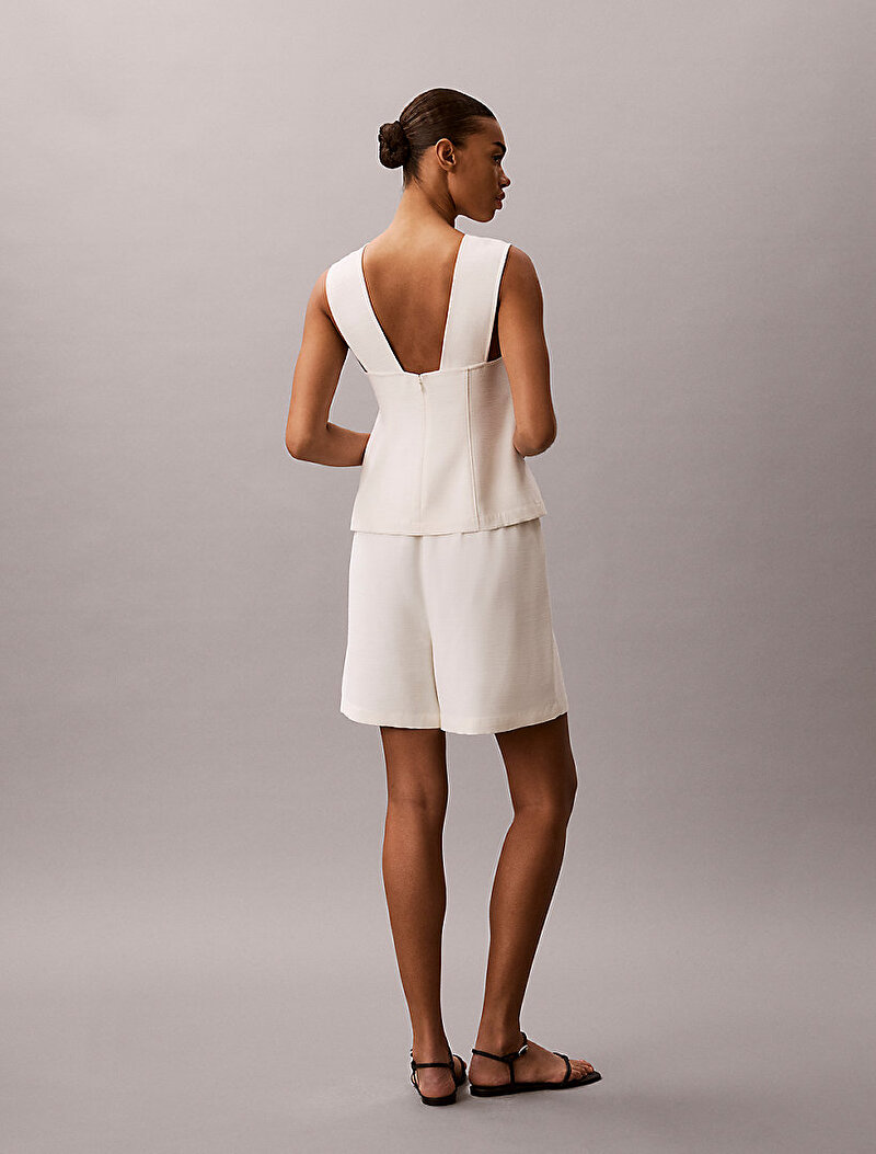 Calvin Klein Beyaz Renkli Kadın Heavy Textured Gömlek