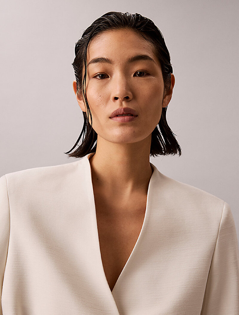Calvin Klein Beyaz Renkli Kadın Textured Shine Blazer