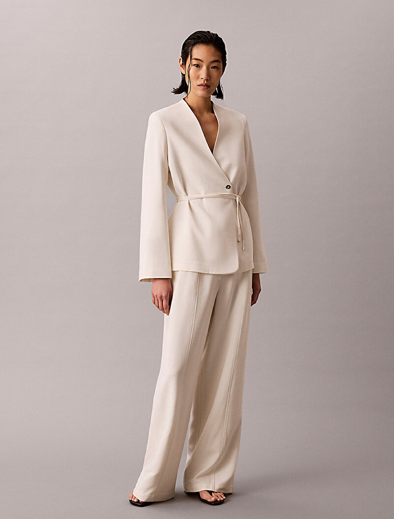 Calvin Klein Beyaz Renkli Kadın Textured Shine Blazer