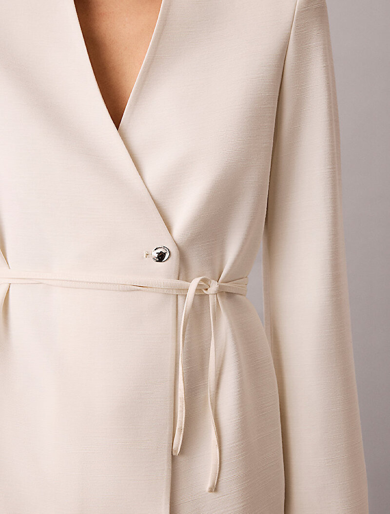 Calvin Klein Beyaz Renkli Kadın Textured Shine Blazer
