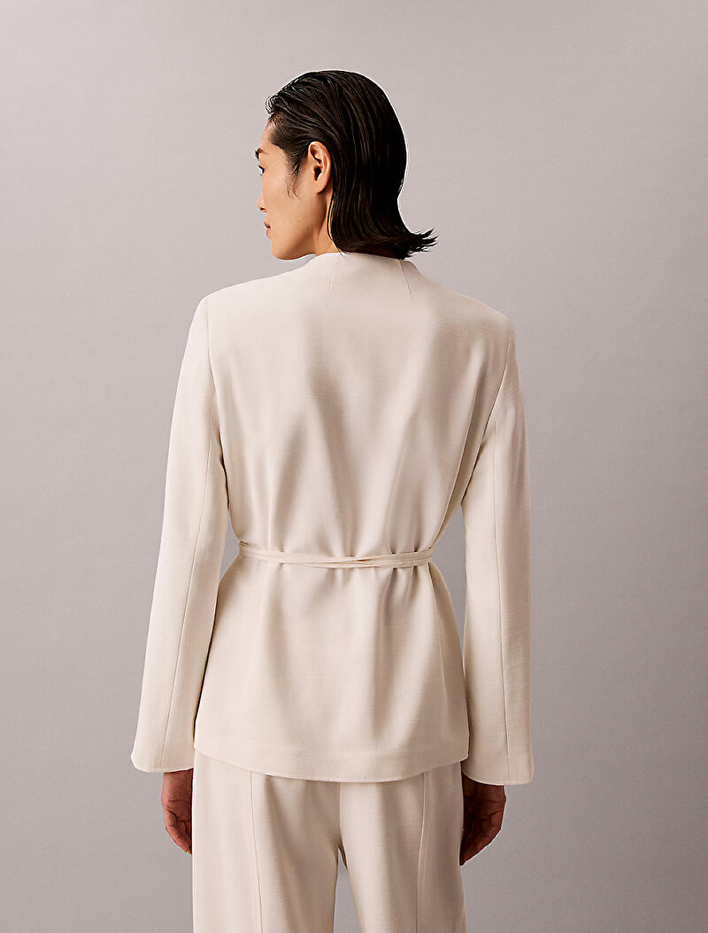 Calvin Klein Beyaz Renkli Kadın Textured Shine Blazer