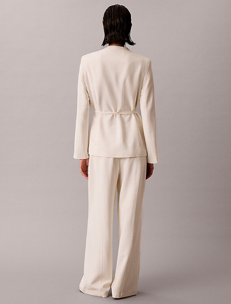 Calvin Klein Beyaz Renkli Kadın Textured Shine Pantolon