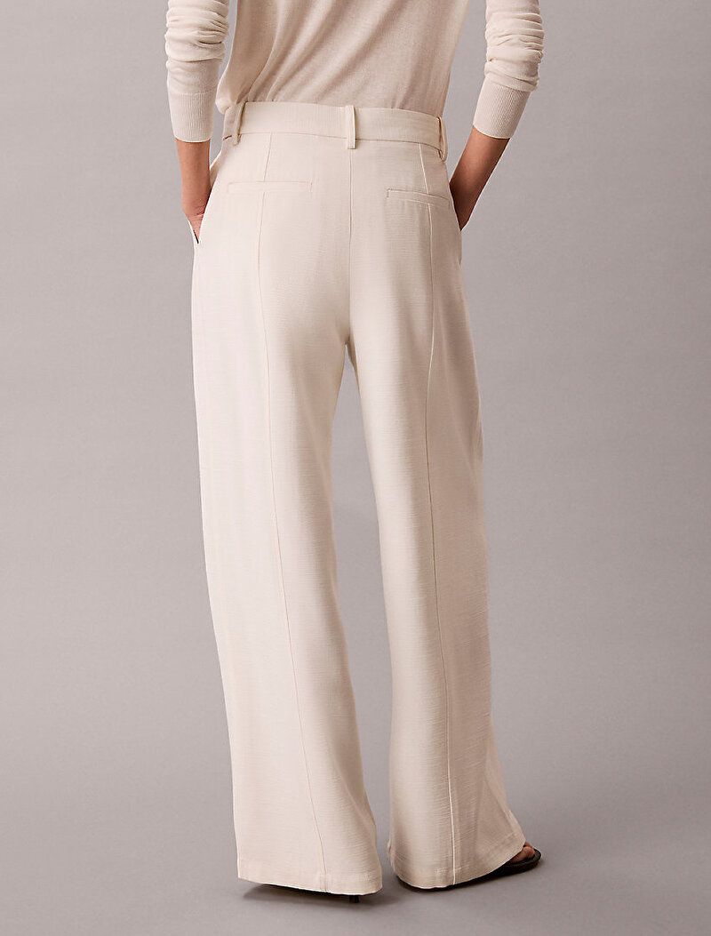Calvin Klein Beyaz Renkli Kadın Textured Shine Pantolon