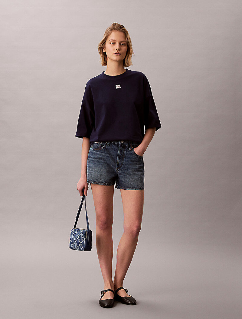 Calvin Klein Mavi Renkli Kadın Heritage Label T-shirt