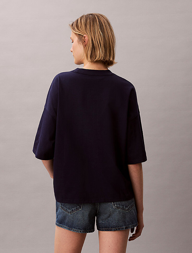Calvin Klein Mavi Renkli Kadın Heritage Label T-shirt