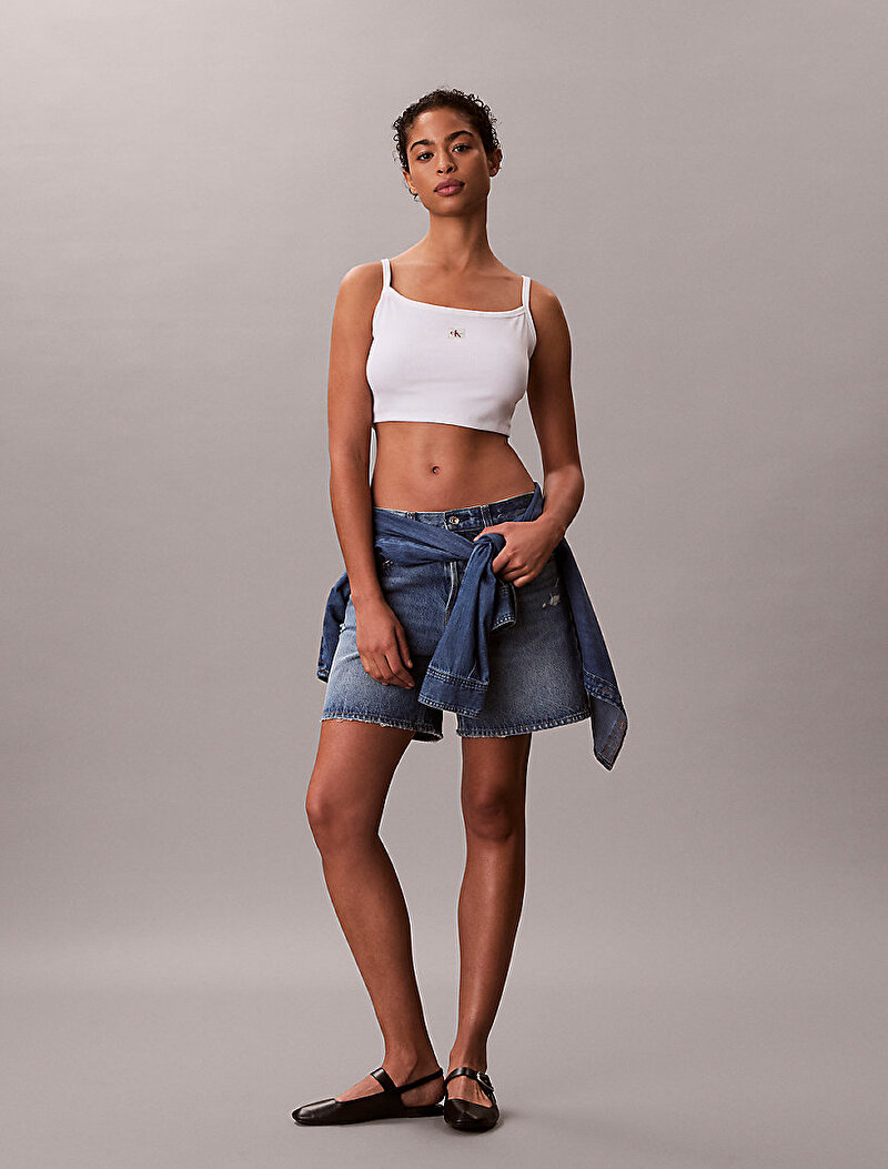 Calvin Klein Beyaz Renkli Kadın Woven Label Tank Top