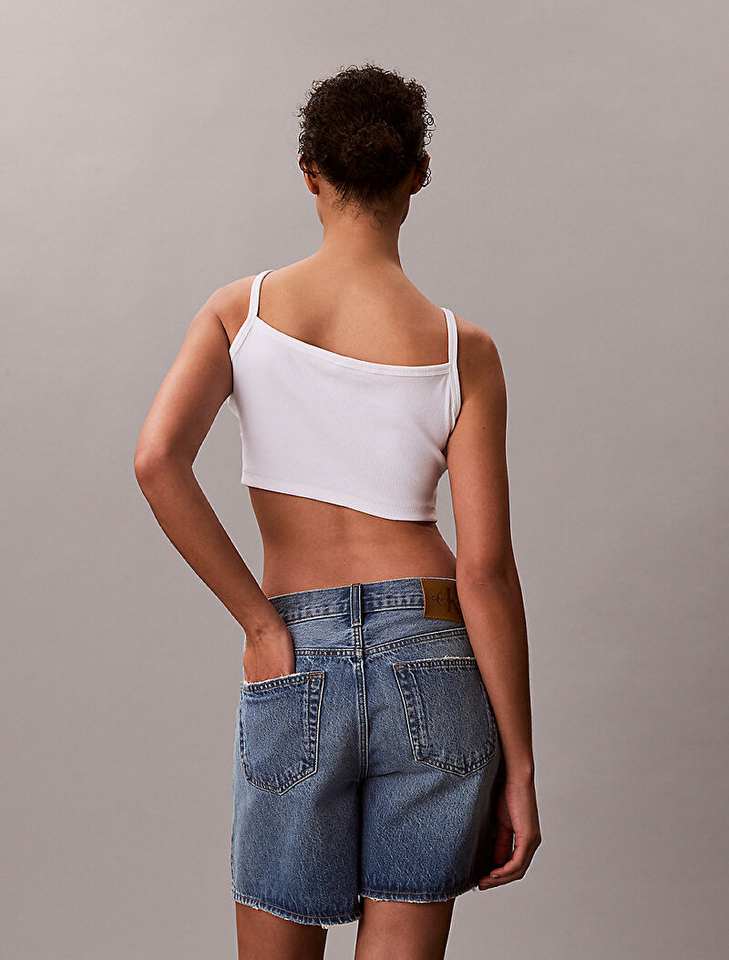Calvin Klein Beyaz Renkli Kadın Woven Label Tank Top