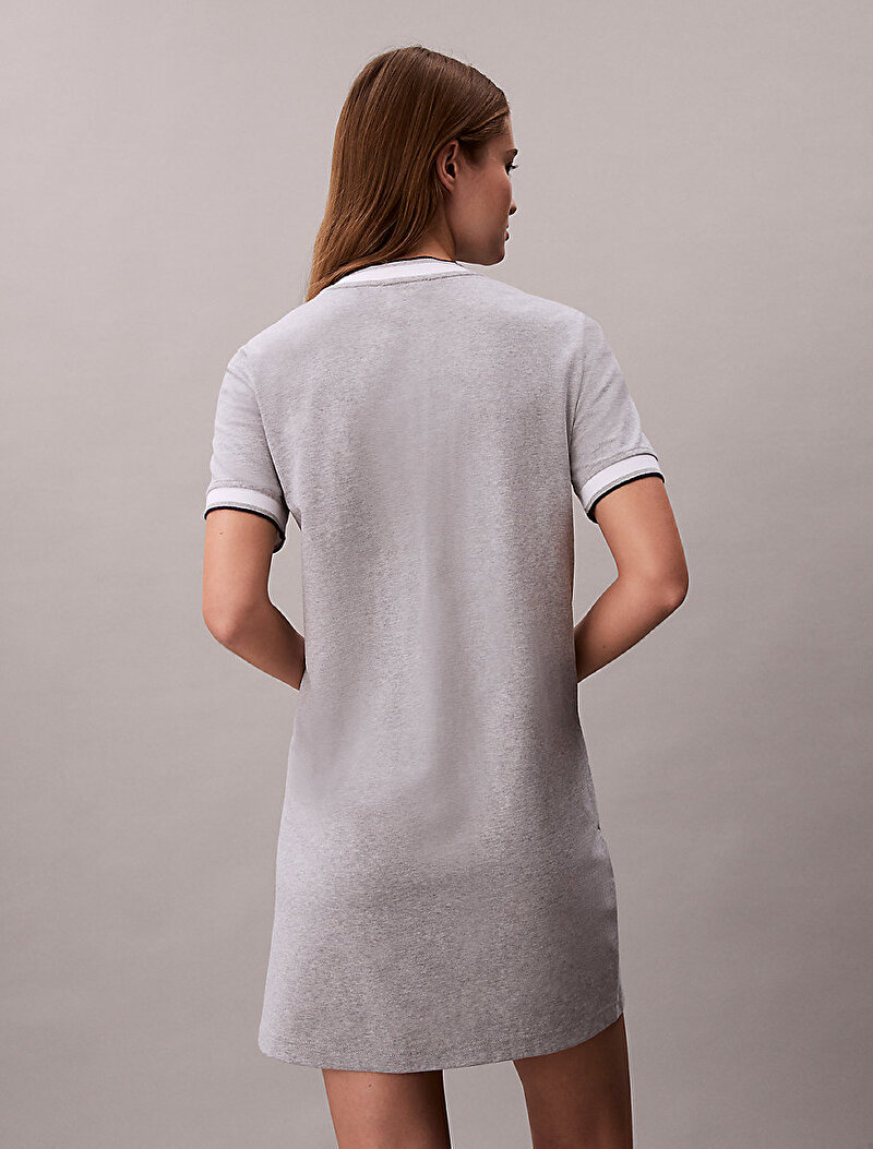 Calvin Klein Gri Renkli Kadın Cotton Monogram Elbise