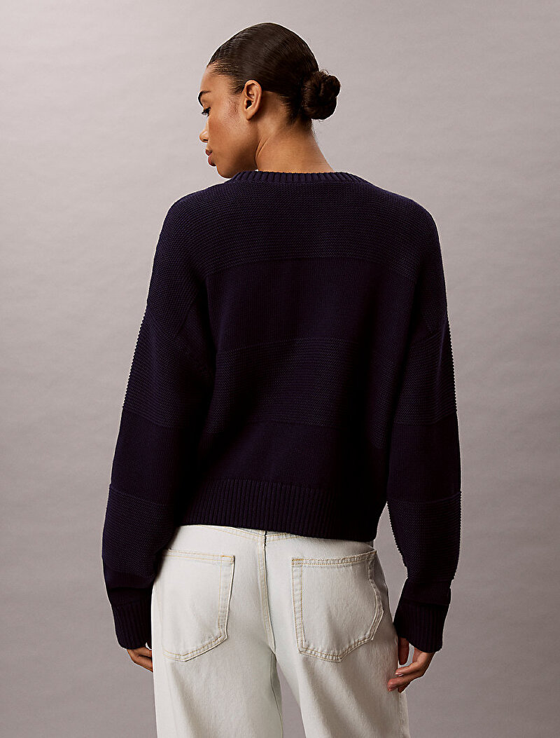 Calvin Klein Mavi Renkli Kadın Tonal Logo Kazak