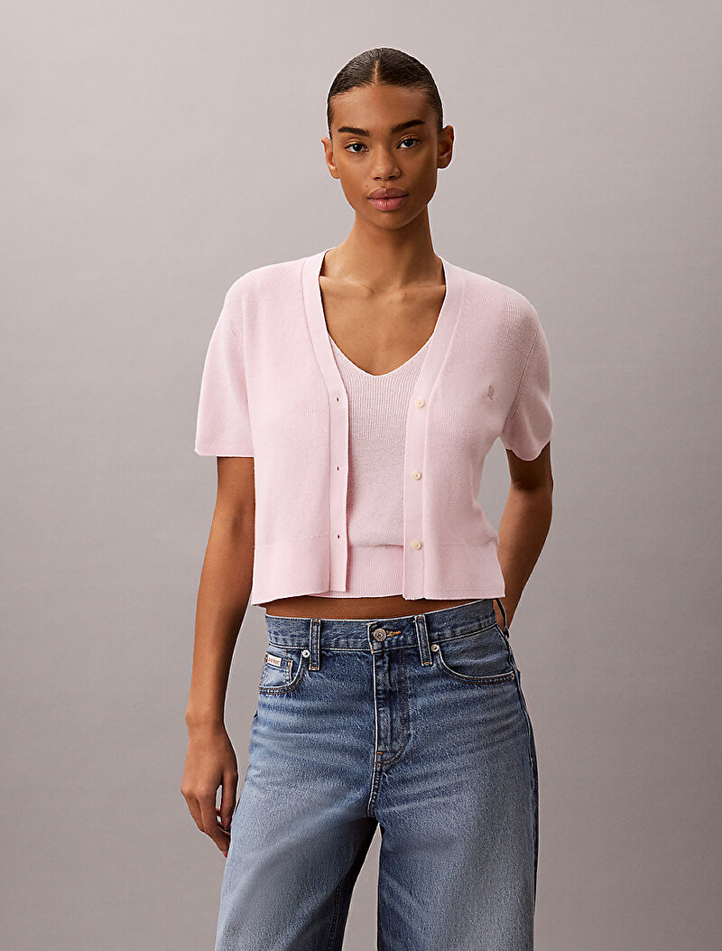 Calvin Klein Pembe Renkli Kadın Cotton Twinset Bluz Hırka
