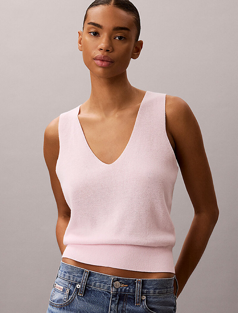 Calvin Klein Pembe Renkli Kadın Cotton Twinset Bluz Hırka