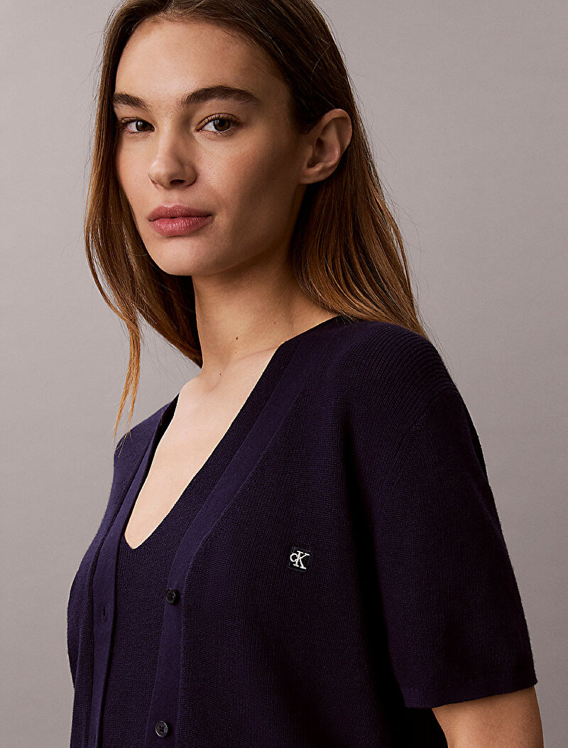 Calvin Klein Mavi Renkli Kadın Cotton Twinset Kazak