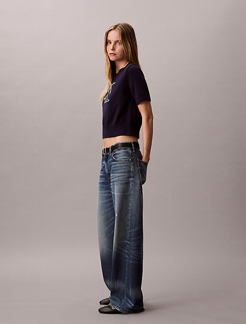 Calvin Klein Mavi Renkli Kadın Logo Kazak