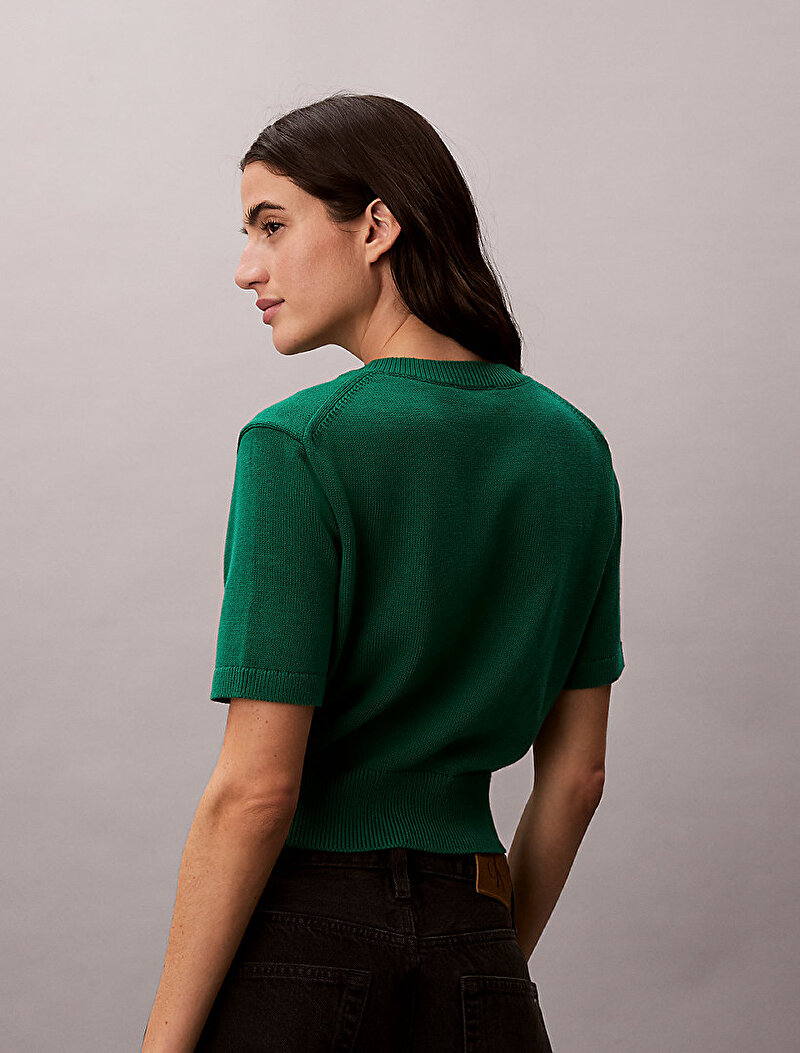 Calvin Klein Yeşil Renkli Kadın Logo Kazak