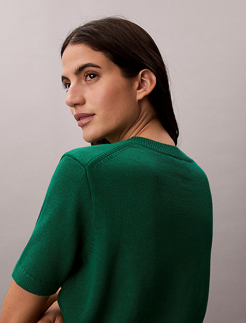 Calvin Klein Yeşil Renkli Kadın Logo Kazak