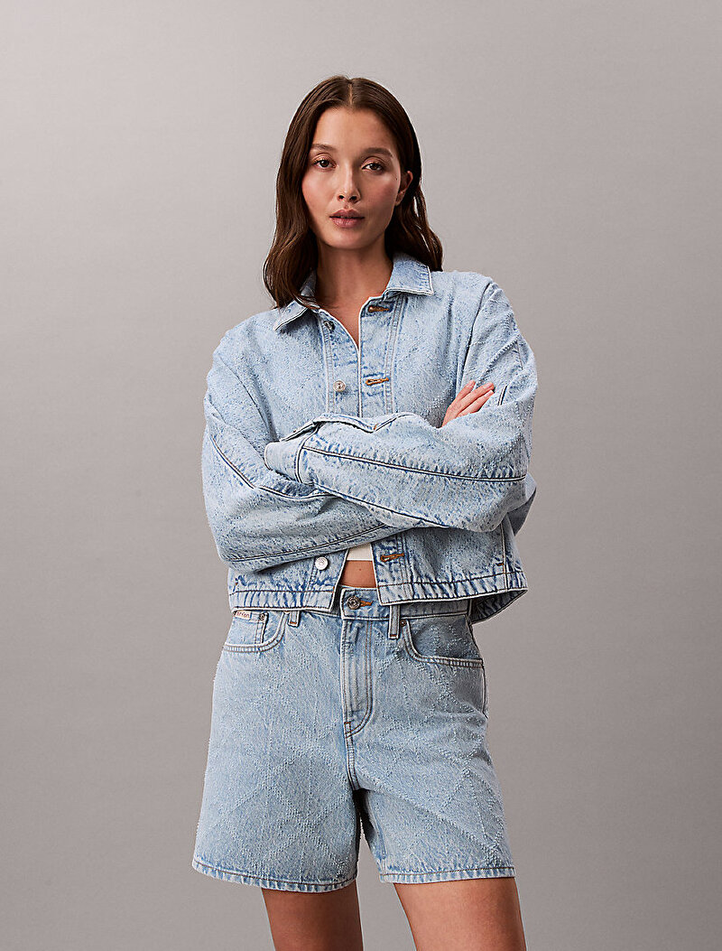 Calvin Klein Mavi Renkli Kadın Doleman Trucker Need Denim Ceket