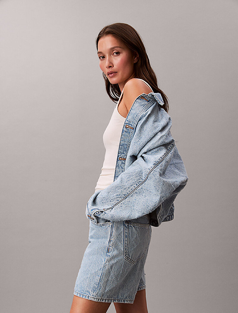 Calvin Klein Mavi Renkli Kadın Doleman Trucker Need Denim Ceket