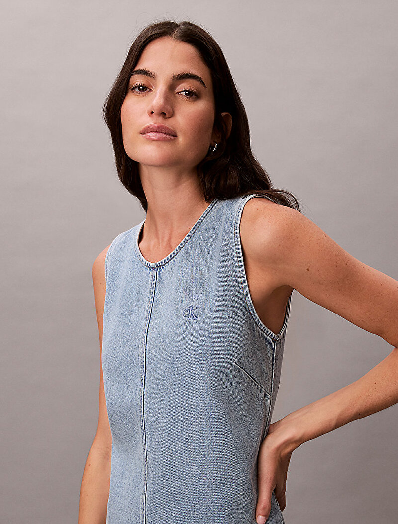 Calvin Klein Mavi Renkli Kadın Sleeveless Denim Elbise