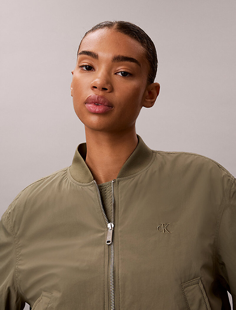 Calvin Klein Yeşil Renkli Kadın Essential Naylon Bomber Ceket