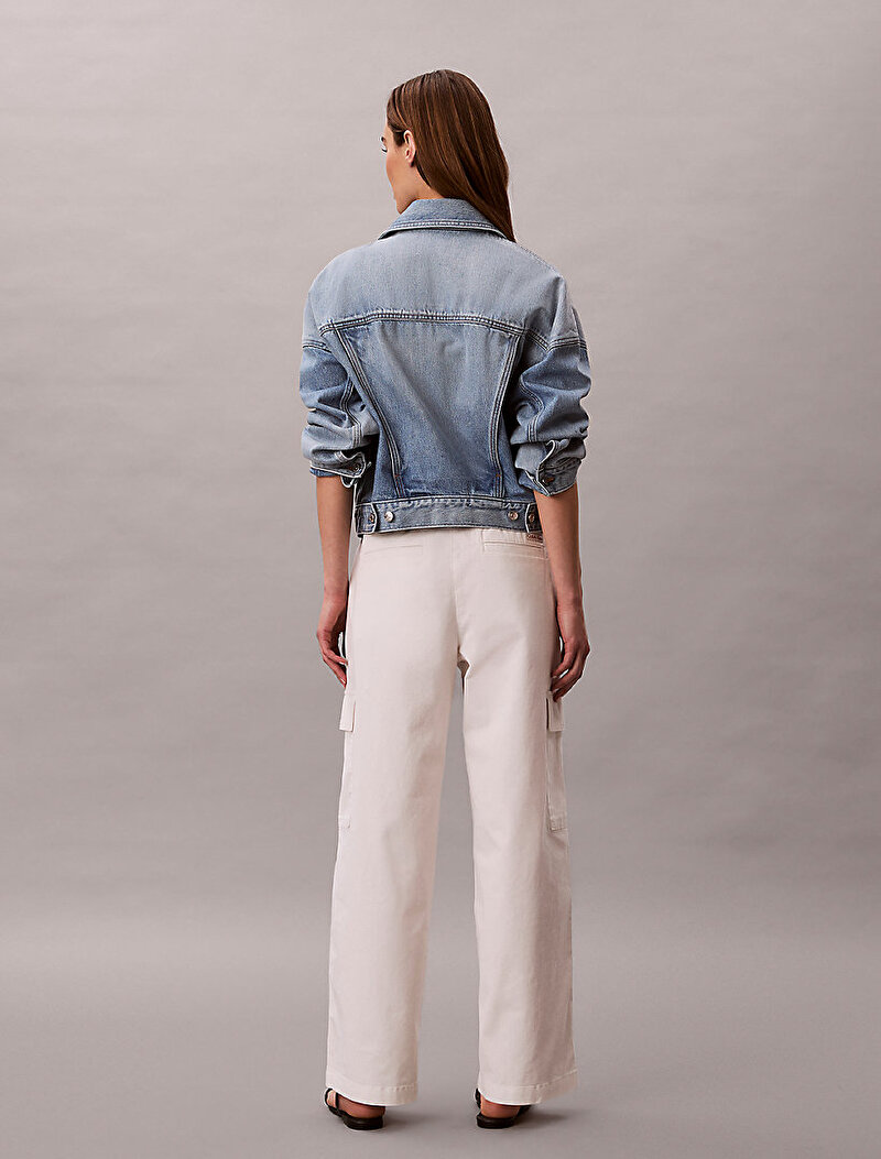 Calvin Klein Beyaz Renkli Kadın Cotton Ewaist Cargo Pantolon