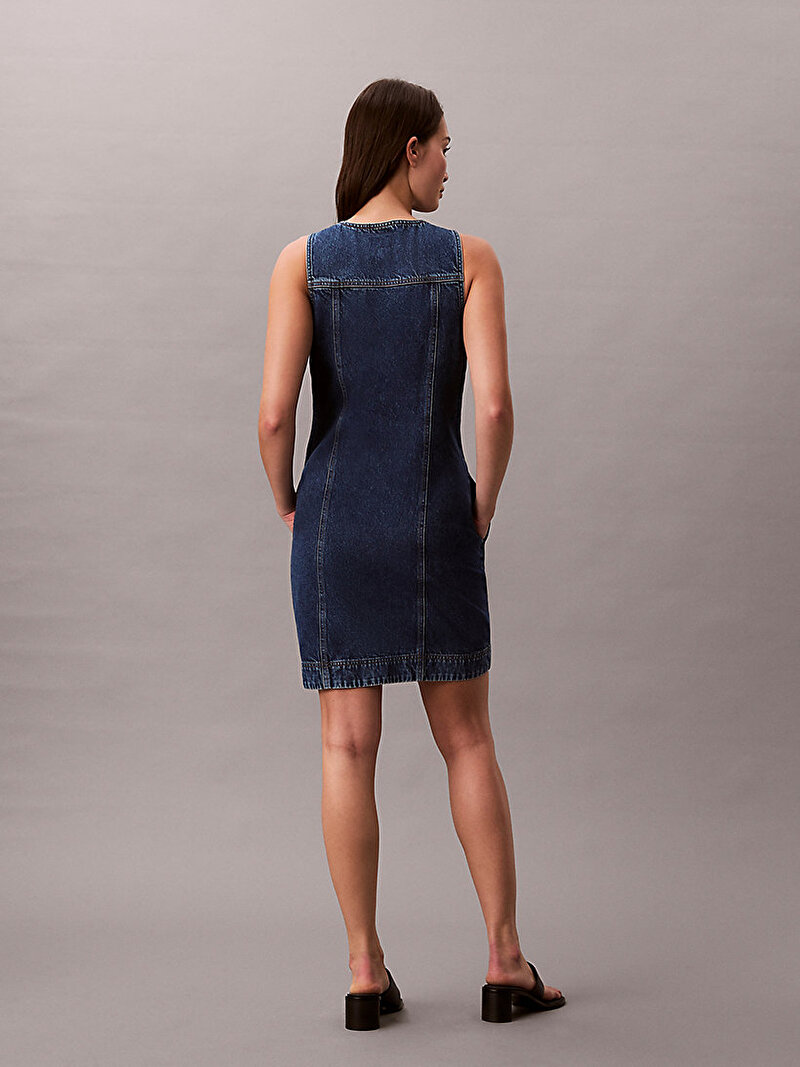 Calvin Klein Mavi Renkli Kadın Sleeveless Mini Denim Elbise
