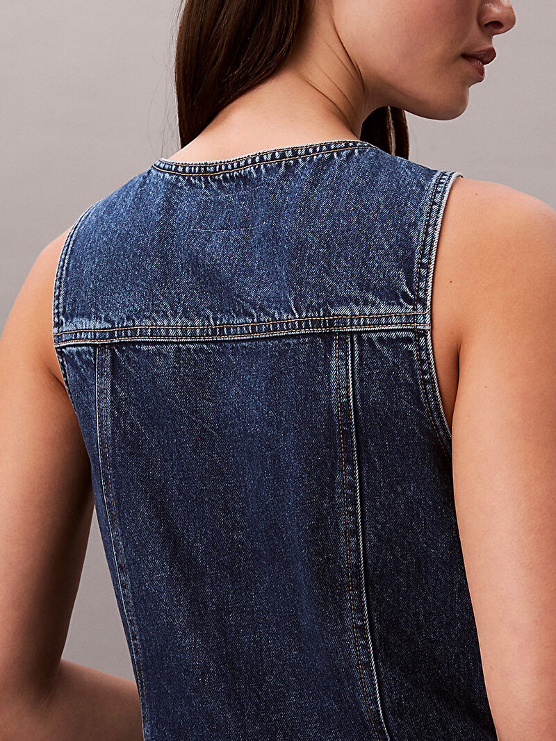 Calvin Klein Mavi Renkli Kadın Sleeveless Mini Denim Elbise