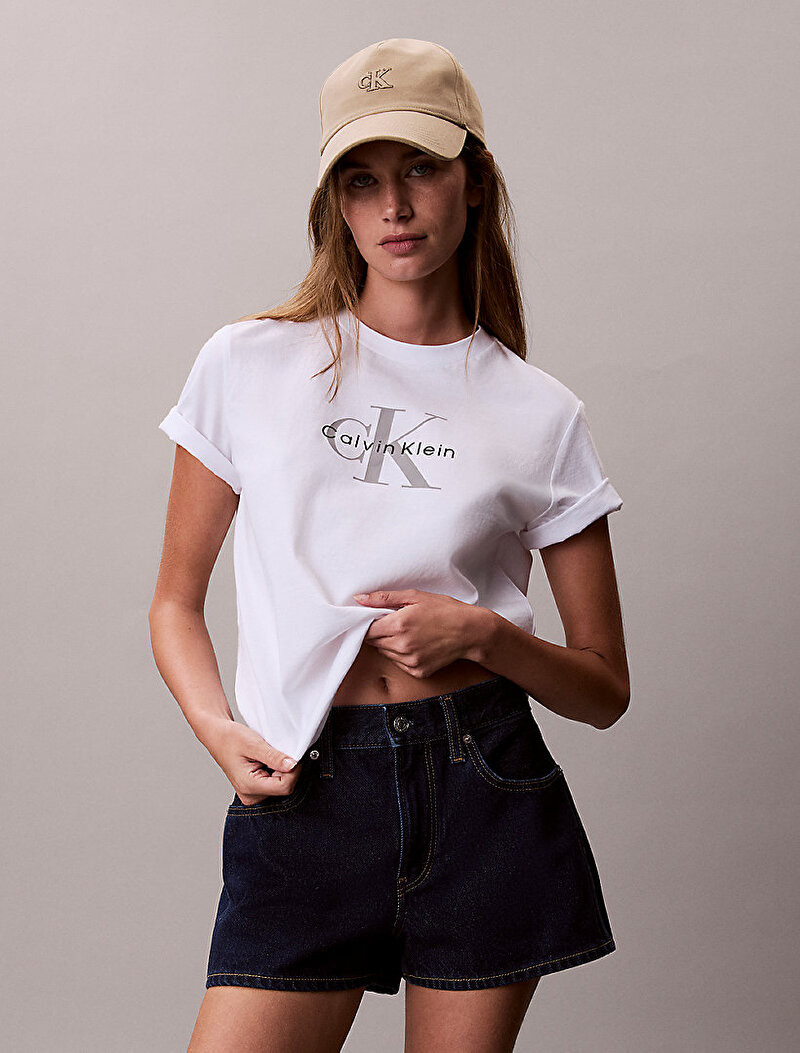 Calvin Klein Mavi Renkli Kadın Archive Mini Şort