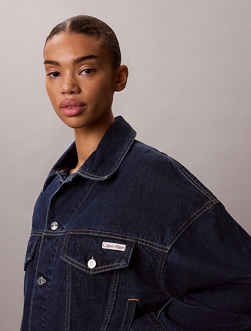 Calvin Klein Mavi Renkli Kadın Relaxed Trucker Denim Ceket
