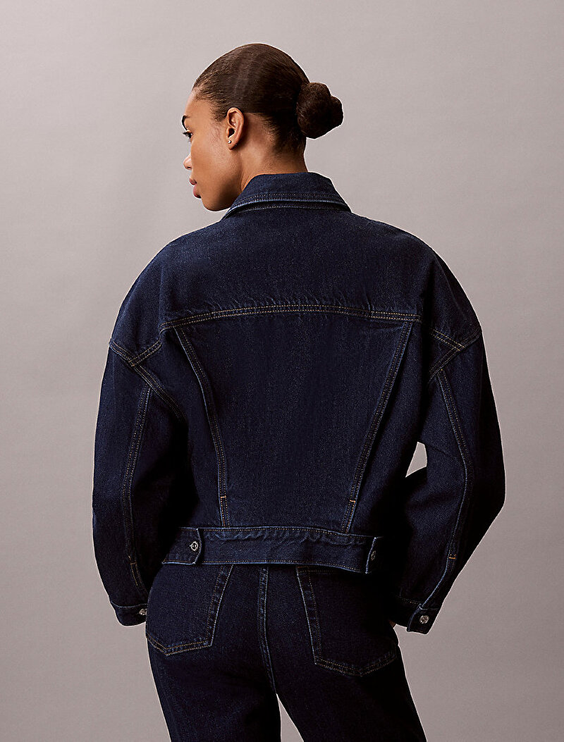 Calvin Klein Mavi Renkli Kadın Relaxed Trucker Denim Ceket